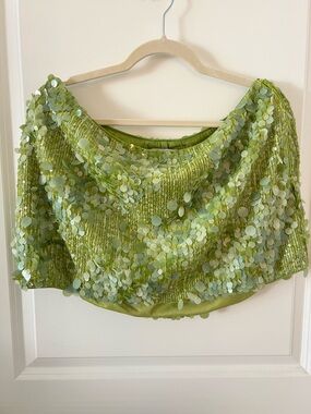 Fashion Nova Lime Green Sequin Disc Party Top